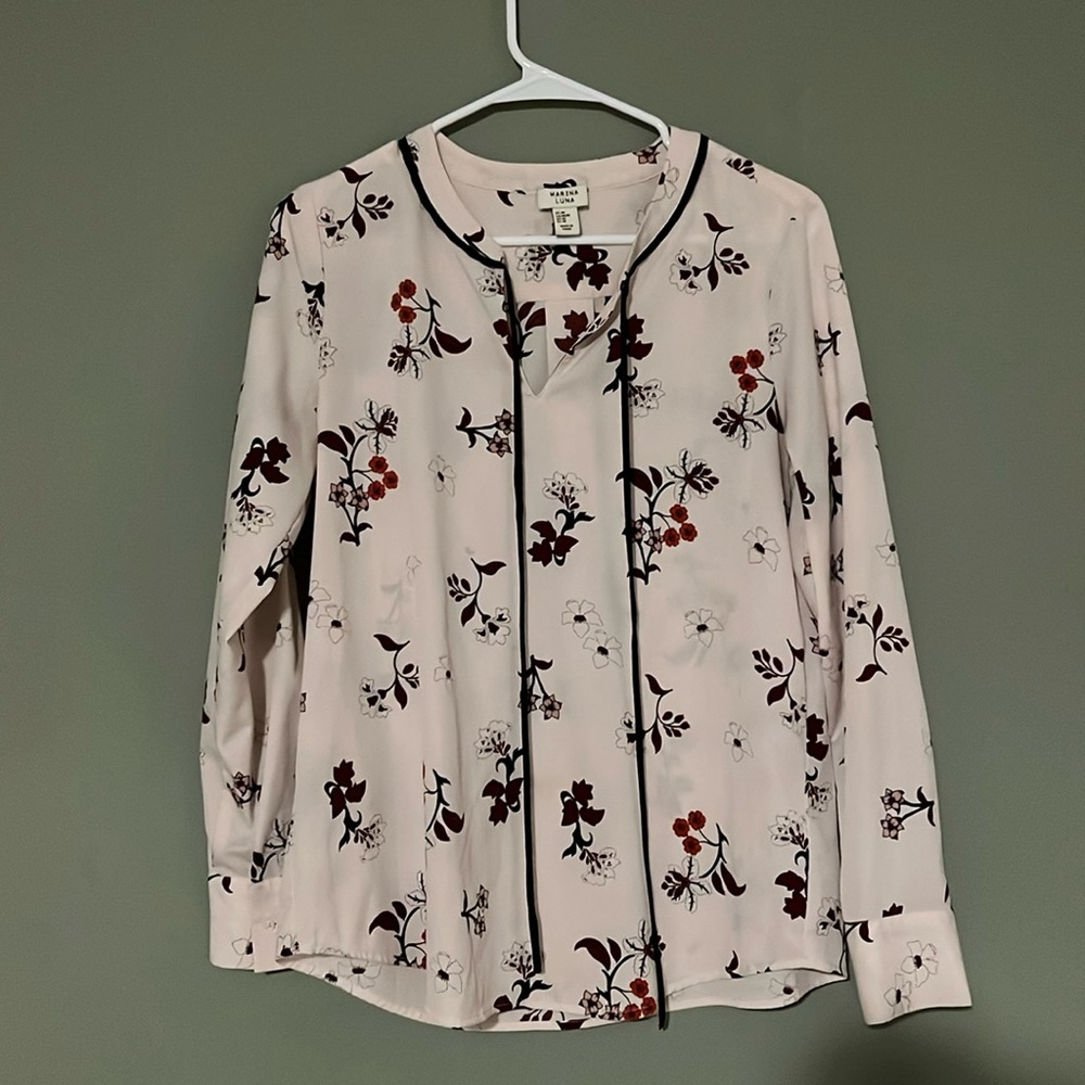 Pink floral print blouse